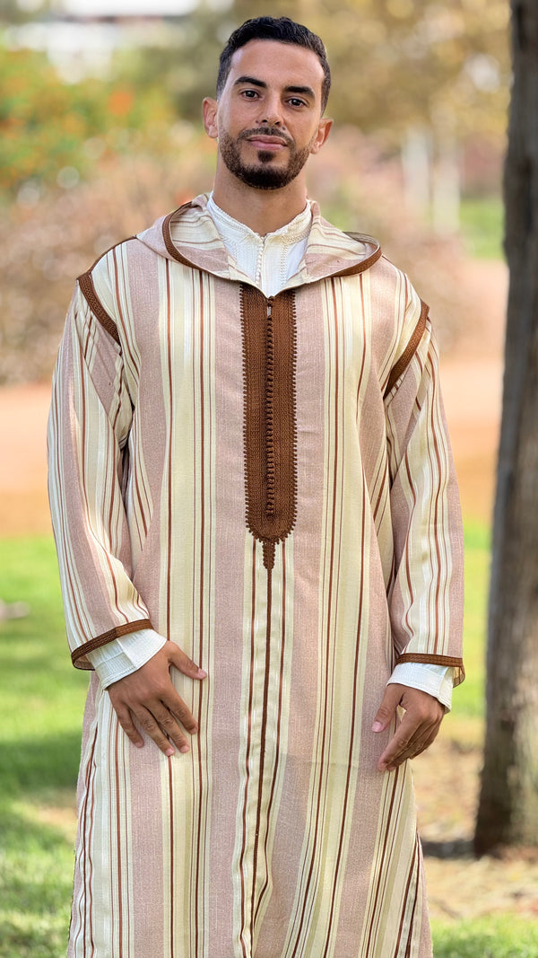The Earth Sousdi Jallaba (Beige & Brown)